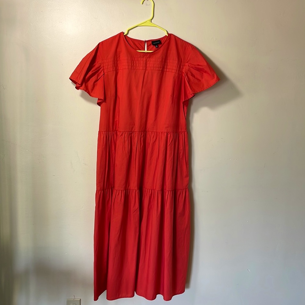 Size XL Target Coral Poplin peasant chic MIDI dress